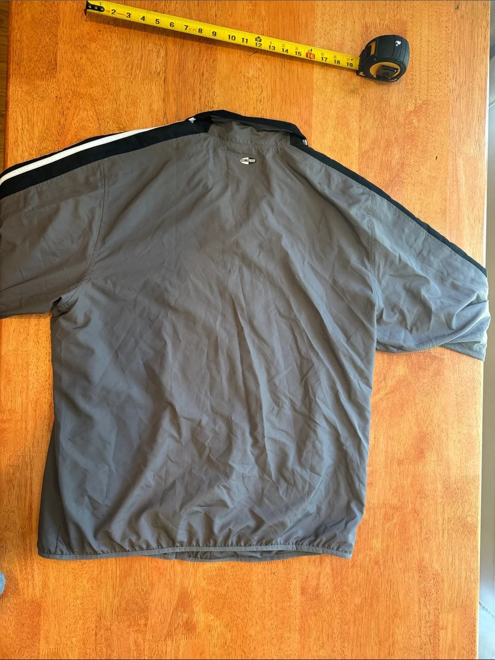 adidas Men's Large L  Gray Windbreaker Jacket with Black & White Stripes